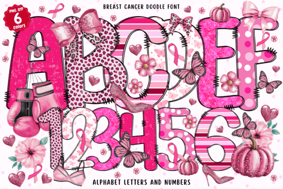 Breast Cancer Doodle: A Thoughtful Color Fonts Choice