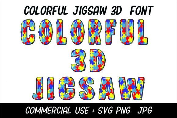 Colorful 3D Jigsaw Font: A Vibrant Color Fonts Asset