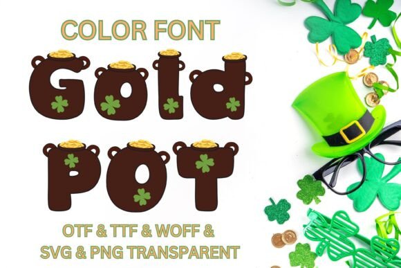 Gold Pot: A Playful Color Fonts Asset for Festive Branding